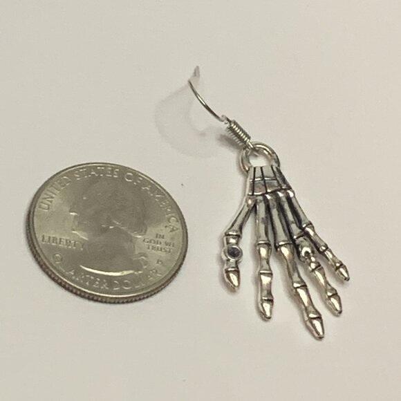 Hand Earring, Halloween Earring, Skeleton Earring, Bones Earring, Punk Goth - Picture 4 of 5